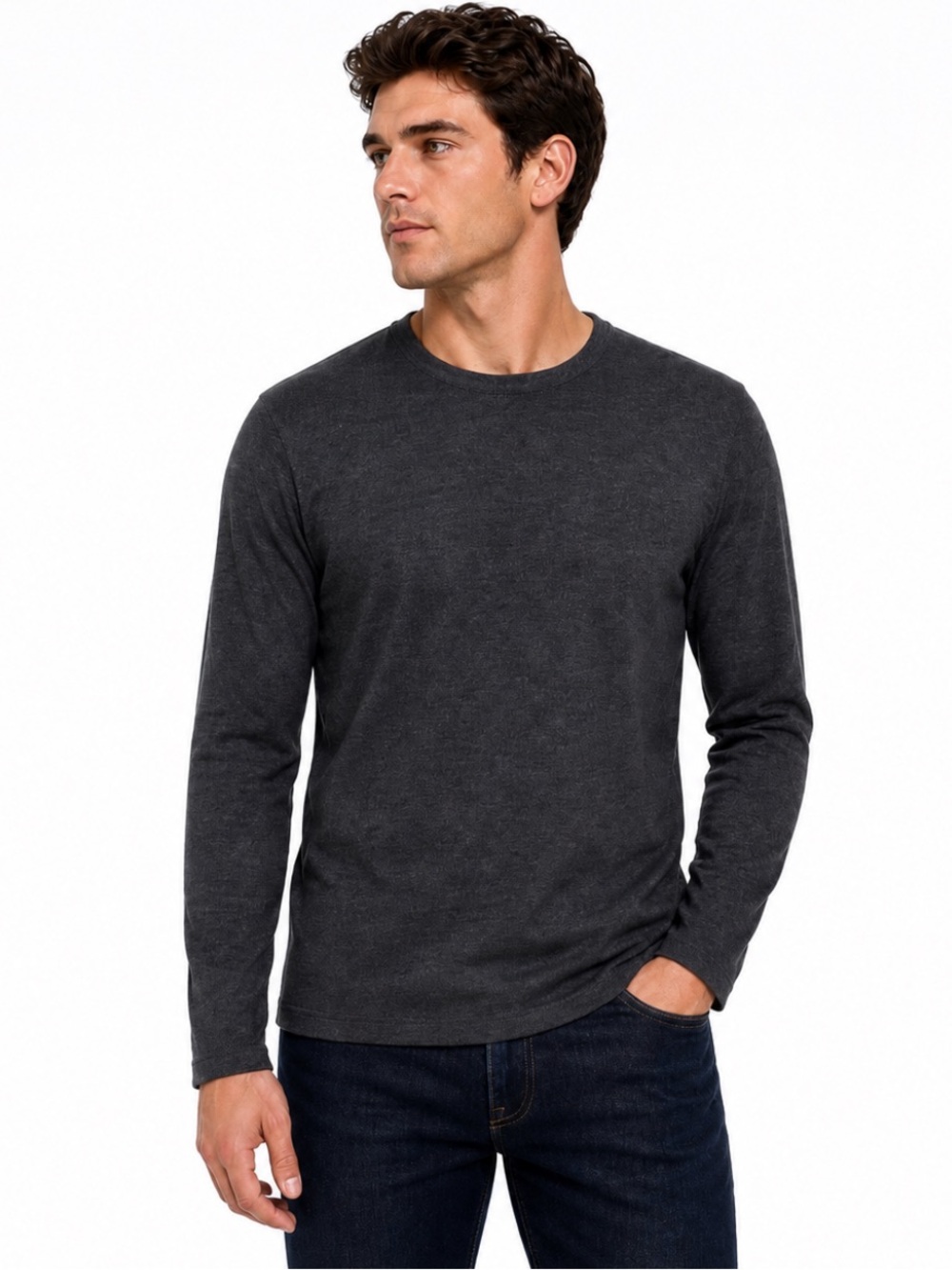 APT. 9 Men’s Heather Charcoal Long Sleeve Crew Neck Shirt Size M